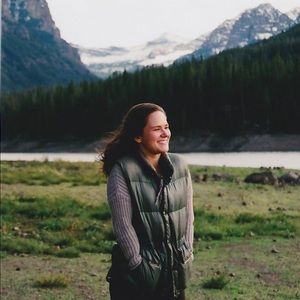 Emerald green, vintage, Snow Lion vest